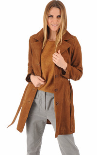 Trench cuir velours cognac