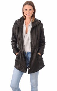 Veste en cuir à capuche femme hot sale