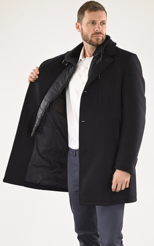 Manteau chic laine bleu marine