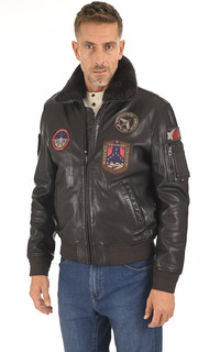 Blouson pilote cuir Athos Brown