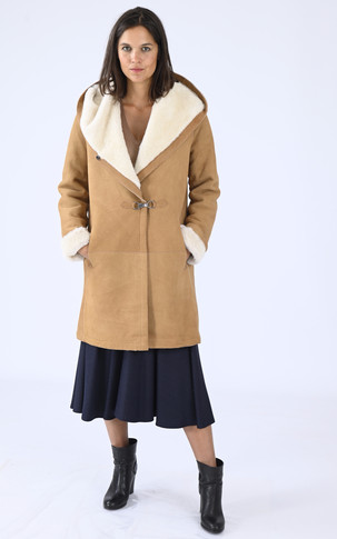 Manteau confortable agneau cognac