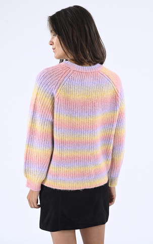 Pull col rond laine multicolore