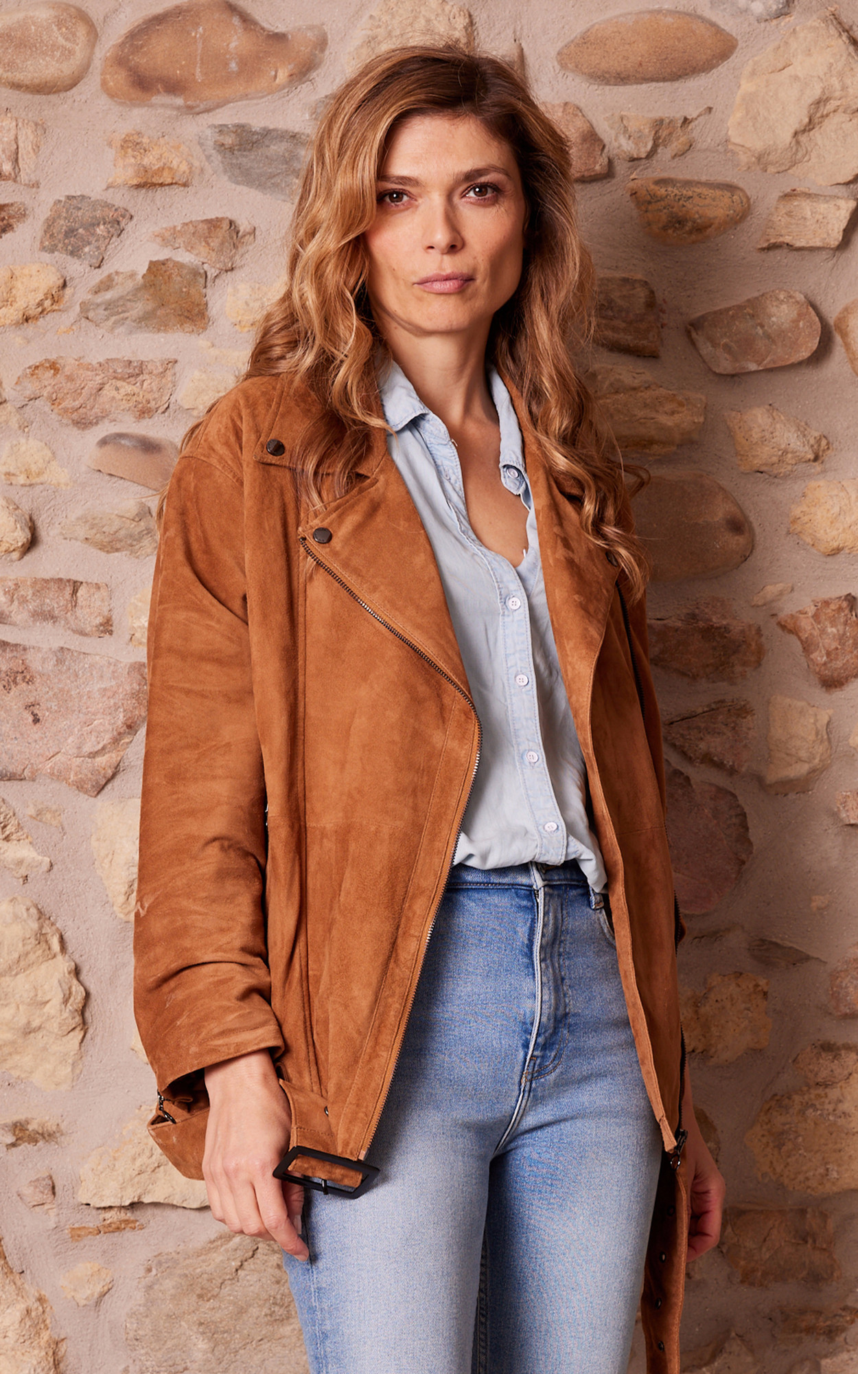 Veste daim femme marron new arrivals