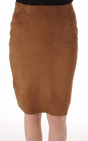 Jupe cuir velours cognac