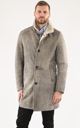 Manteau agneau velours gris