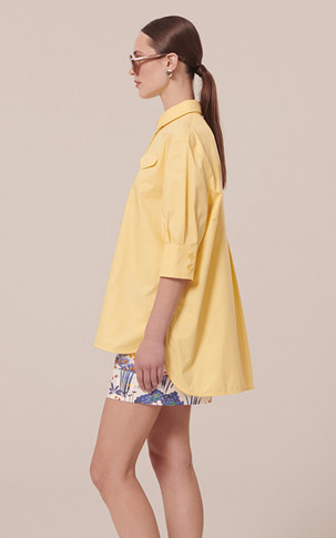 Chemise manches courtes oversize jaune