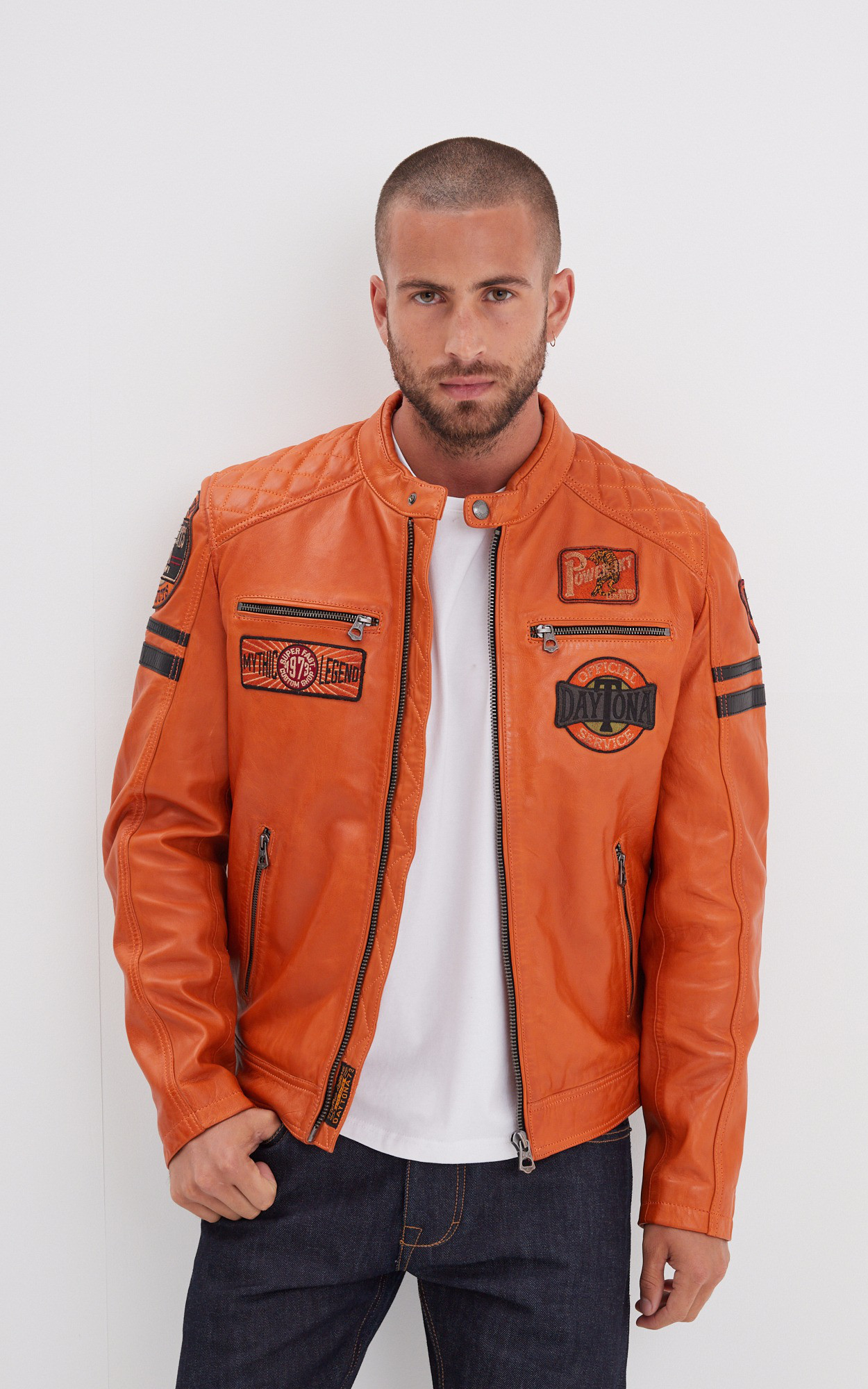 Veste discount cuir orange