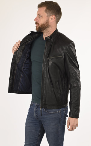 Blouson Motard Cuir Noir