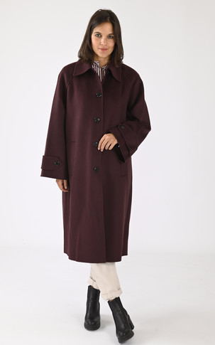 Long manteau laine Marly Prune