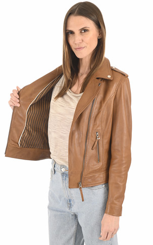 Blouson cuir agneau cognac