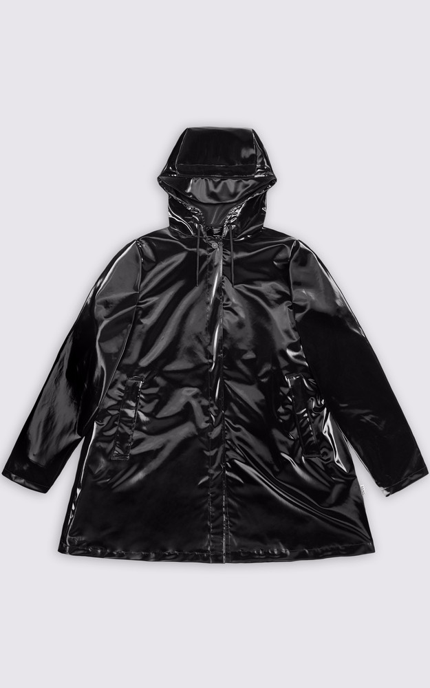 A-Line Jacket 18050 noir brillant Rains