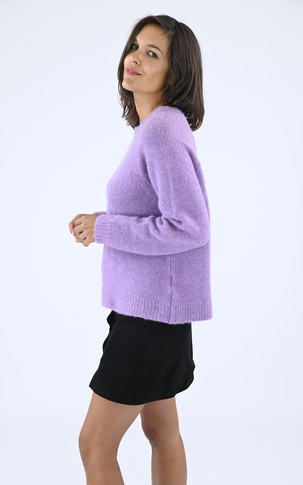 Pull col rond oversize violet