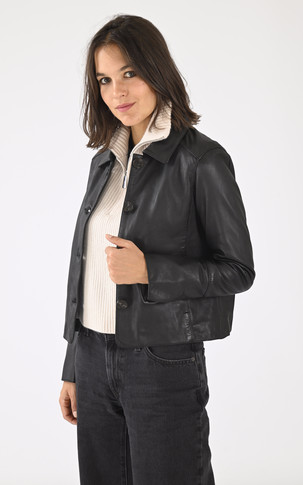 Veste cuir Leslie noire