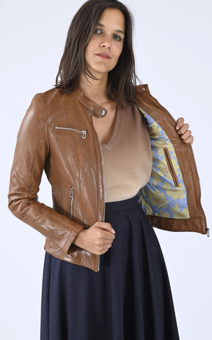 Blouson cuir Jolya Cognac