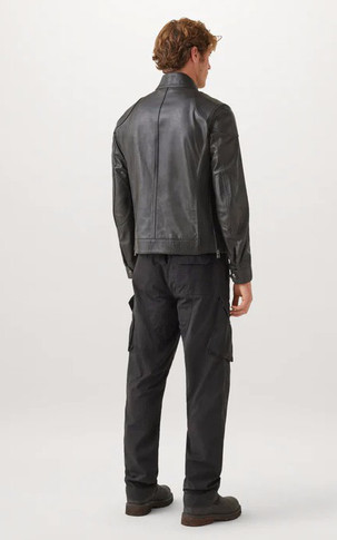 Blouson multipoches cuir noir