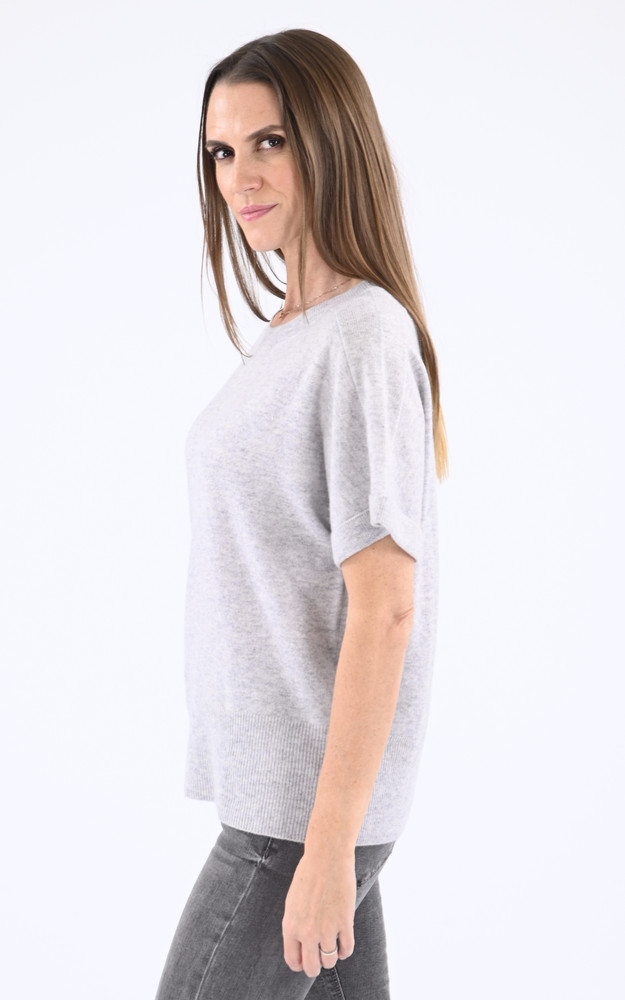 Pull manches courtes cachemire gris Notshy