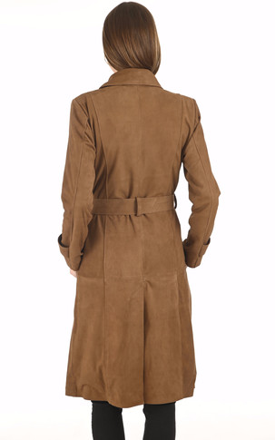 Trench cuir velours tabac