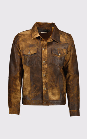 Blouson cuir velours Clark Jungle marron