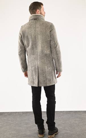 Manteau agneau velours gris