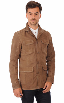 Veste Saharienne En Cuir Velours Veste Saharienne En Cuir Velours