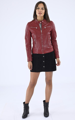 Blouson cuir Jolya rouge