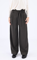 Pantalon large en laine marron