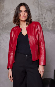 Veste cuir best sale rouge femme