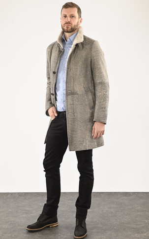 Manteau agneau velours gris