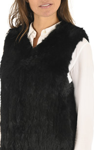 Gilet fourrure de lapin noir La Canadienne La Canadienne Gilets ponchos capes Fourrure Noir