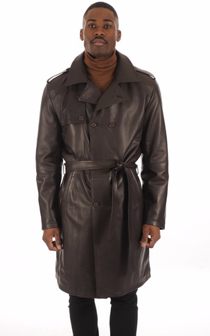 Trench Cuir Marron Homme