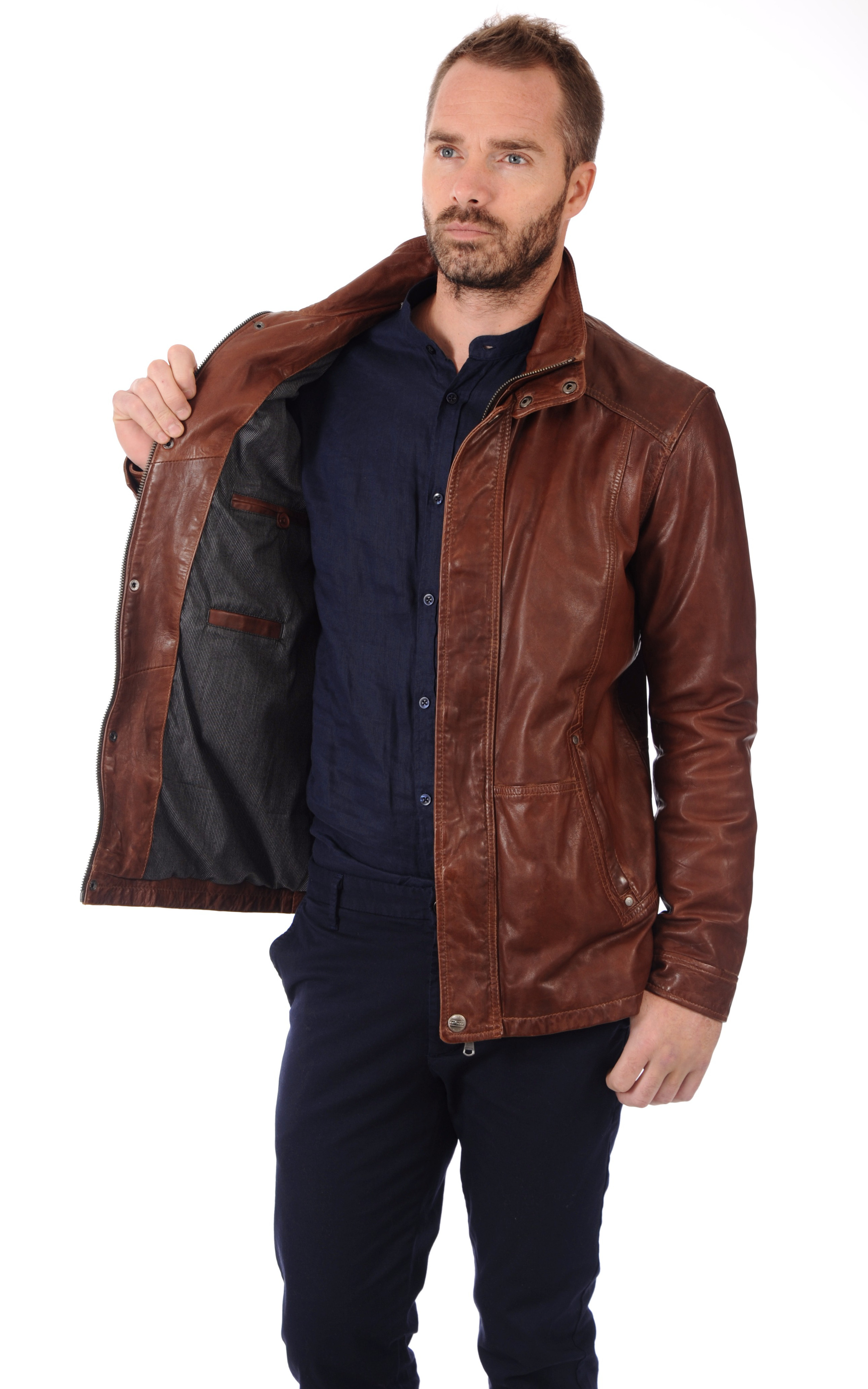 Veste Cuir Homme Bison Daytona 73 - La Canadienne - Veste, 3/4 Cuir Bison