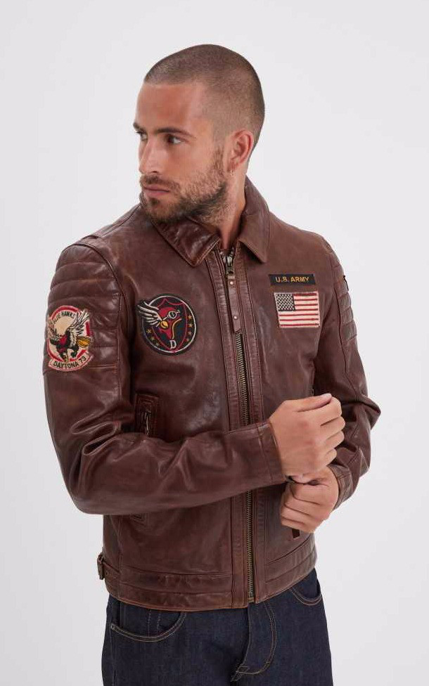 Blouson aviateur Duluth Dark cognac Daytona 73 La Canadienne