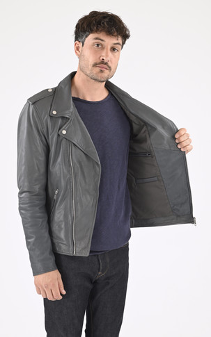 Blouson en cuir Rocky GRIS