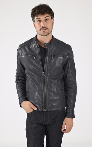 Blouson cuir Gafino Navy blue