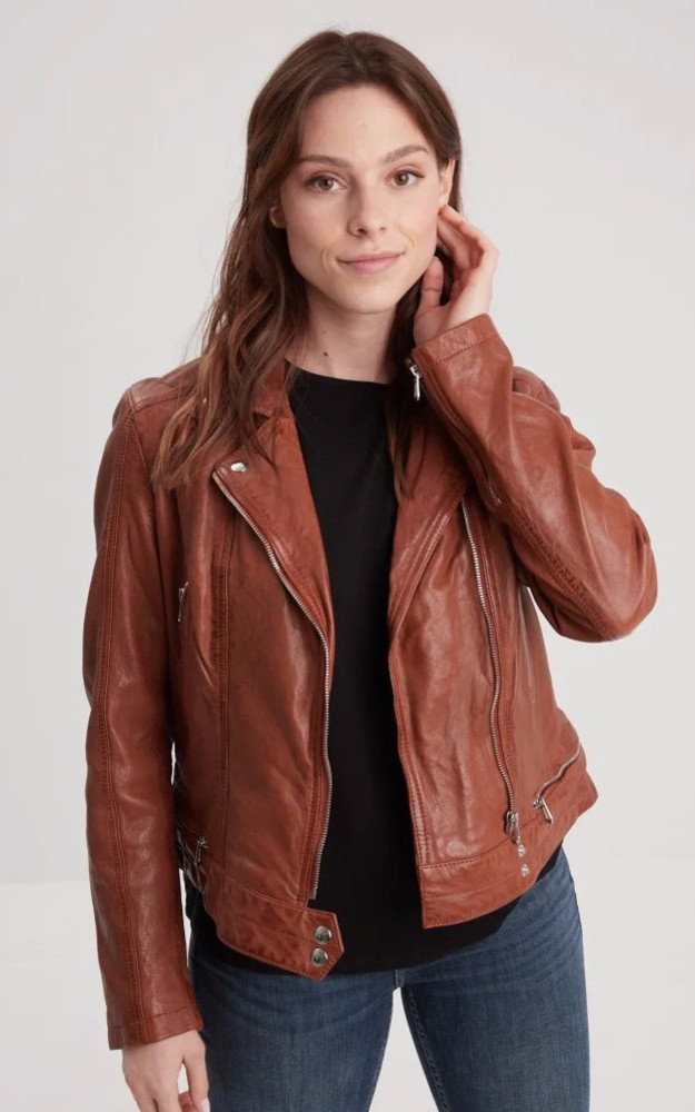 Blouson cuir Lea Cognac Rose Garden