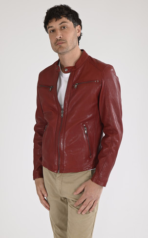 Blouson cuir Gafino rouge