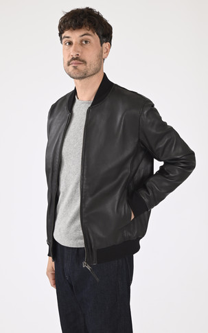 Blouson teddy cuir noir