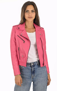 Veste en cuir online rose