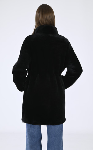 Manteau laine agneau noir