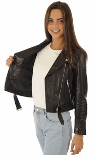 Blouson en cuir v g tal noir La Canadienne La Canadienne