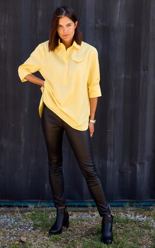 Chemise manches courtes oversize jaune