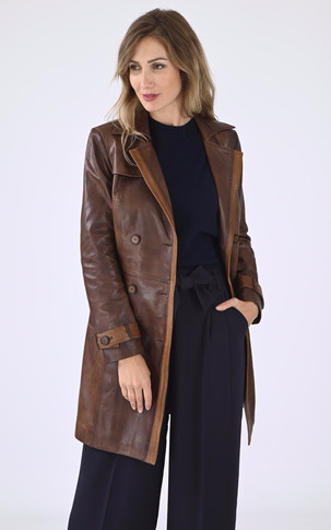 Trench cuir cognac