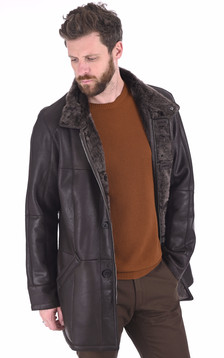Manteau confortable peau lainée marron