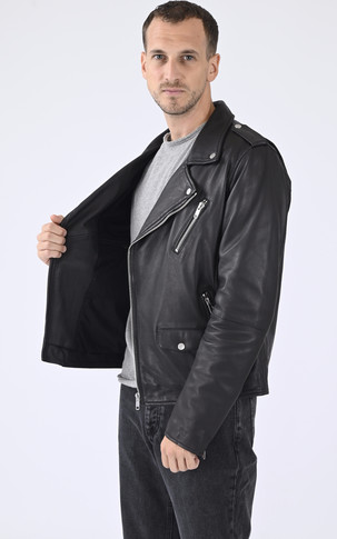 Blouson en cuir Rocky noir