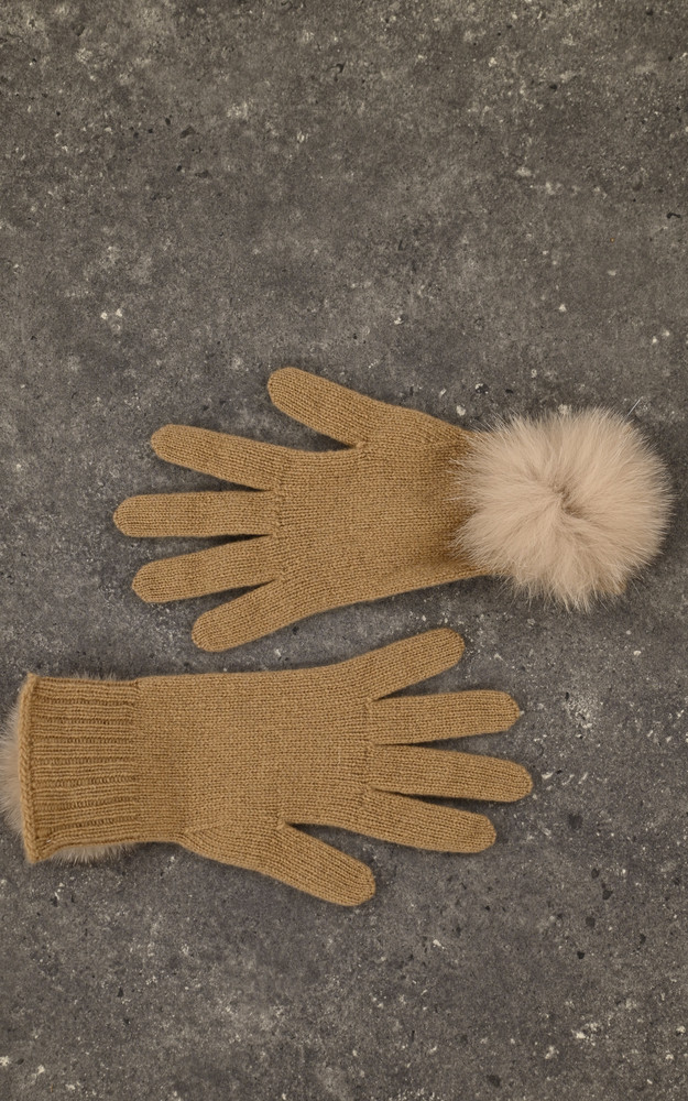 Gants cachemire et renard camel Lea Clement