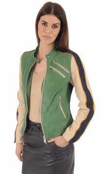 Blouson Cuir Velours Vert 90's Blouson Cuir Velours Vert 90's