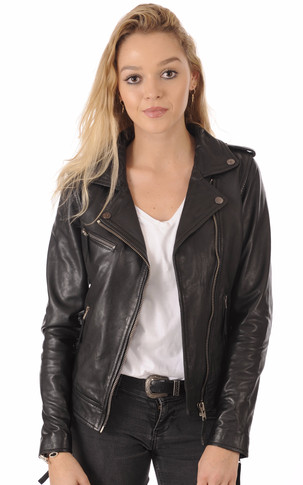Perfecto Cuir Agneau Noir Femme