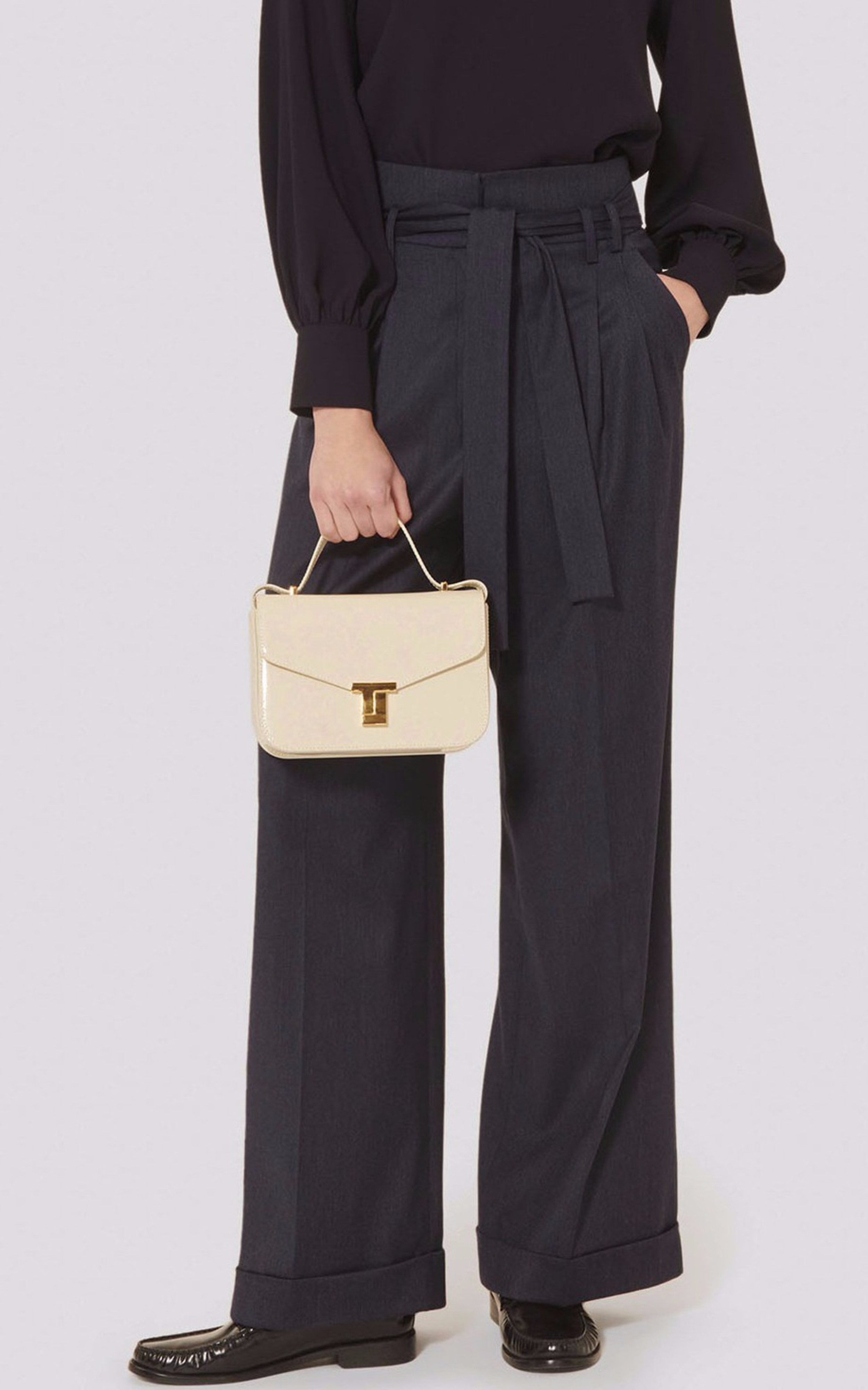 Pantalon large en laine bleu nuit Tara Jarmon