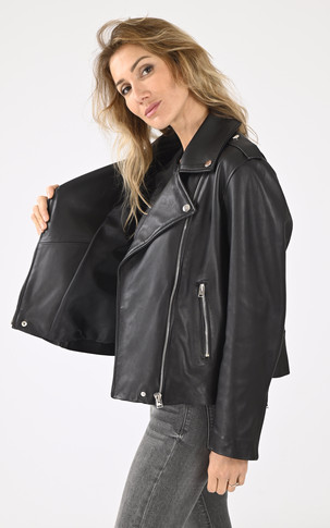 Blouson cuir confort noir