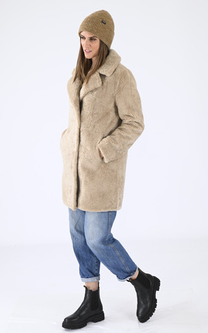 Manteau laine agneau camel